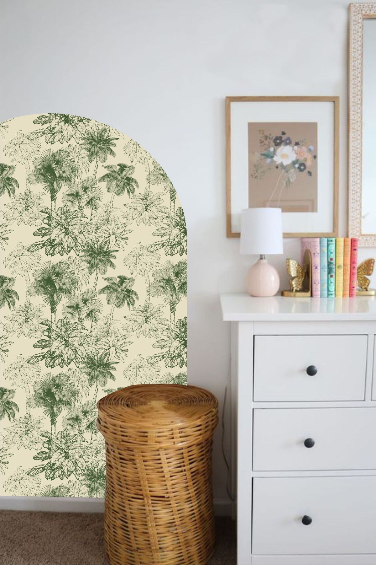 Palmiye Duvar Stickerı Kemer Tasarım Yeşil Bohem Salon Yatak Odası Dekoru