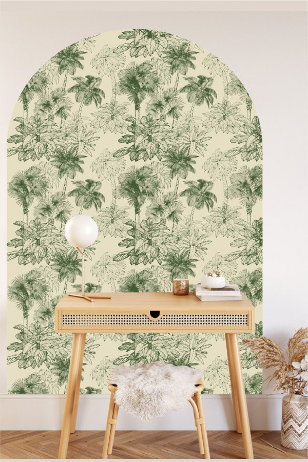 Palmiye Duvar Stickerı Kemer Tasarım Yeşil Bohem Salon Yatak Odası Dekoru