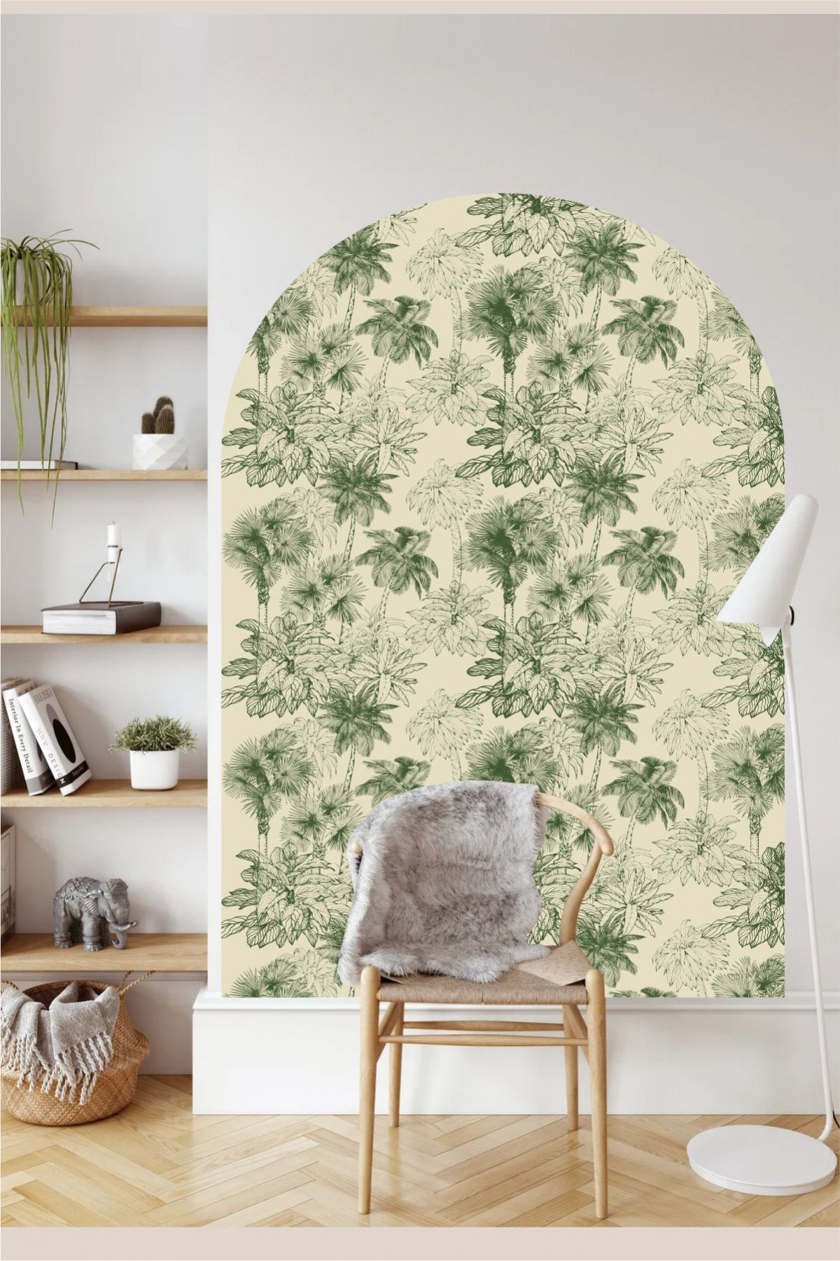 Palmiye Duvar Stickerı Kemer Tasarım Yeşil Bohem Salon Yatak Odası Dekoru