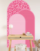 Pink Leopar Bohem Bloklar Duvar Sticker