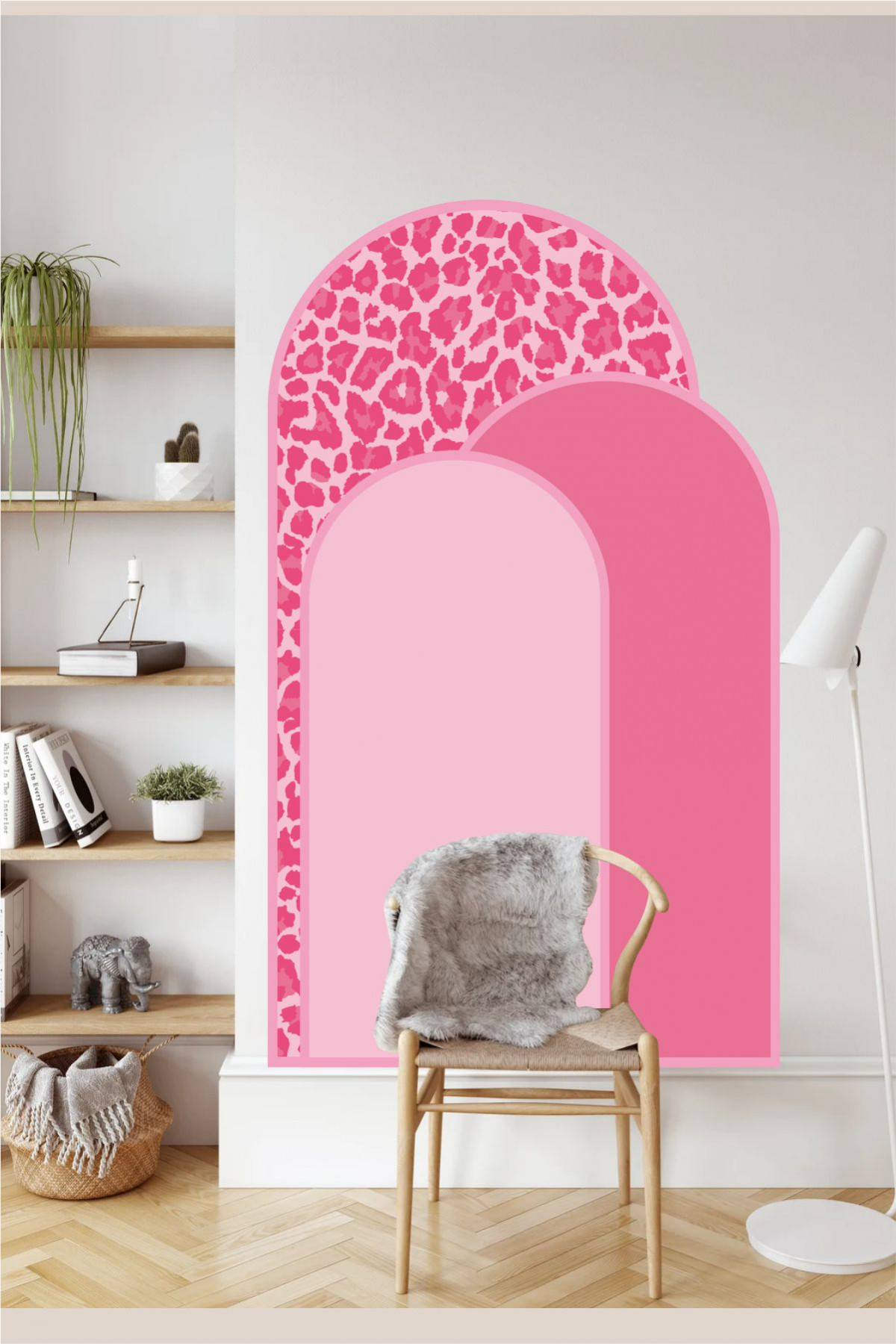 Pink Leopar Bohem Bloklar Duvar Sticker