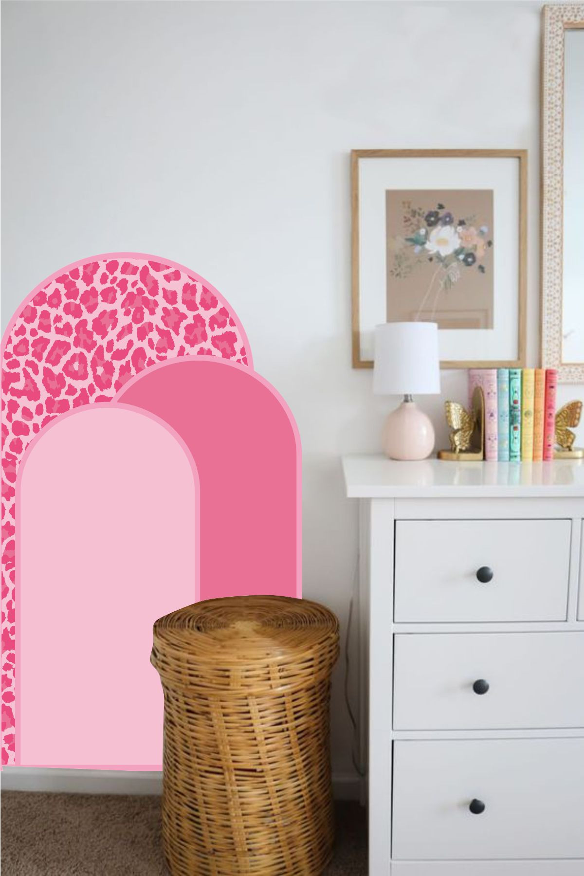 Pink Leopar Bohem Bloklar Duvar Sticker