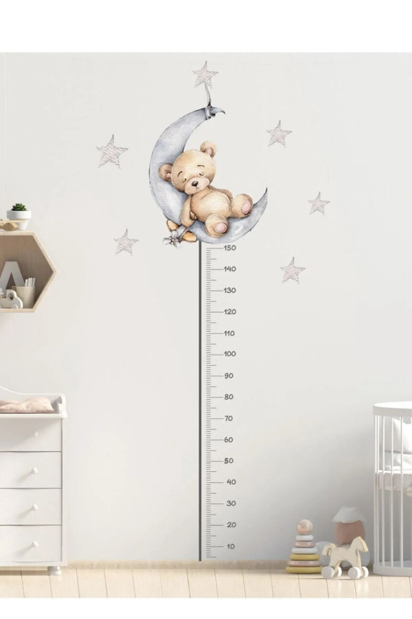 Sevimli Uykucu Ayıcık Boy Ölçer Duvar Sticker Sevimli Uykucu Ayıcık Boy Ölçer Duvar Sticker