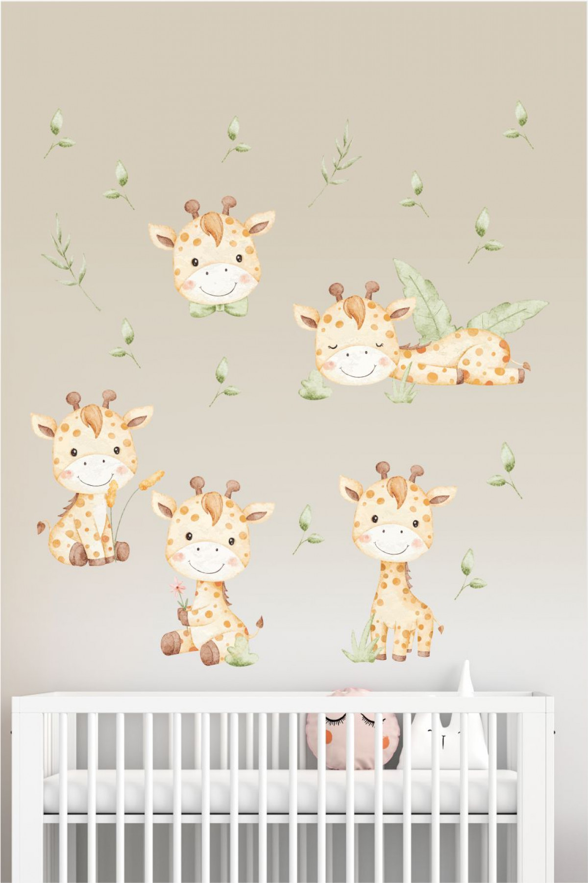 Sevimli Zürafa Çocuk Odası Duvar Sticker Seti – Safari Bebek Odası Dekoru