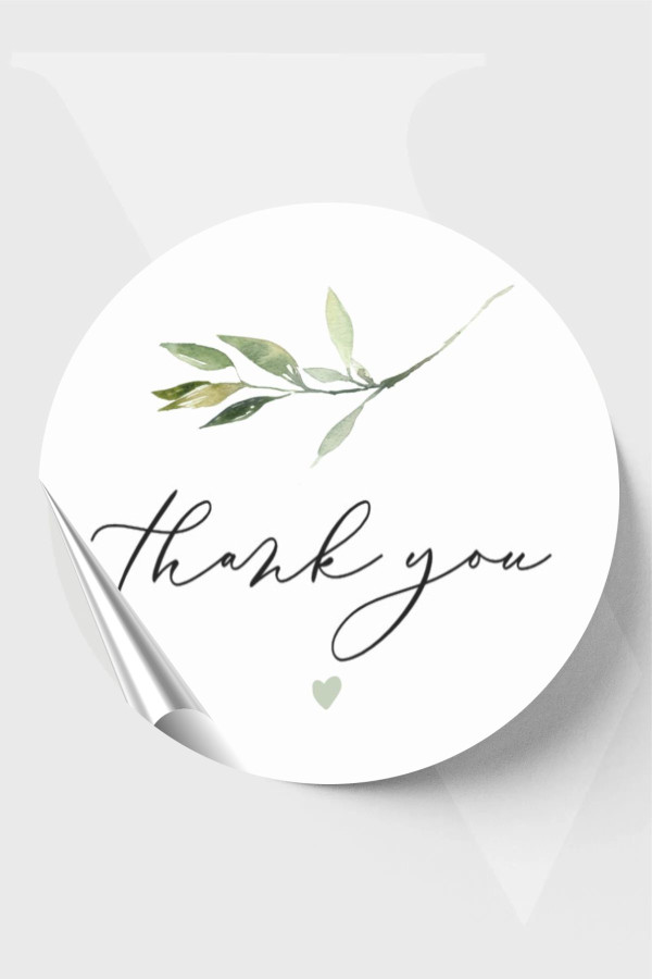 Thank You Sticker - Yaprak Model Etiket - 3x3 cm 60 adet