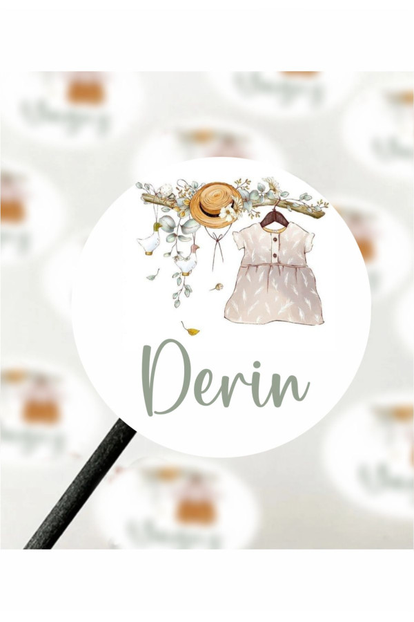 Boho Girl Temalı Bebek Etiketi- Doğum günü Etiketi 4x4 cm 96 Adet