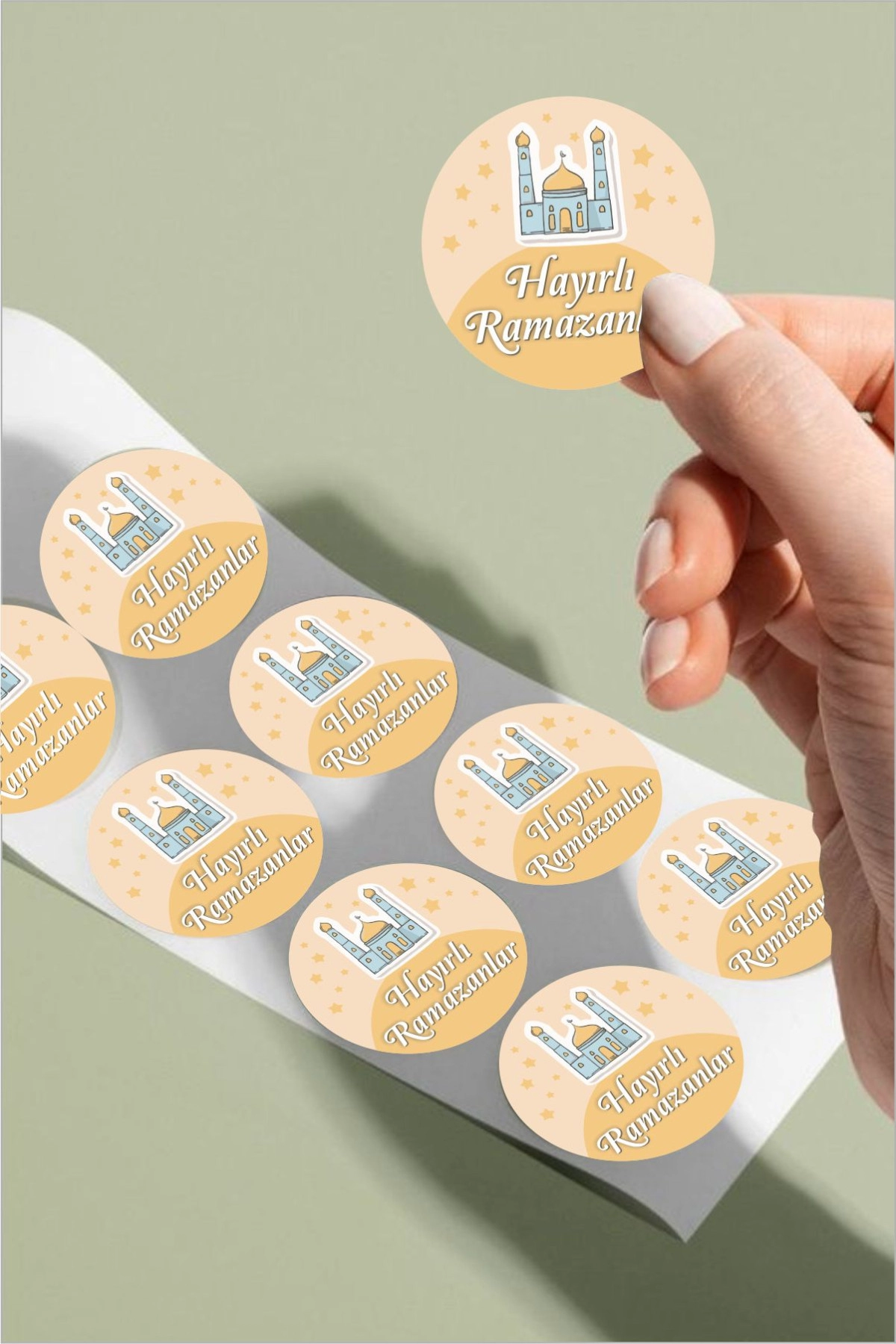 Hayırlı Ramazanlar Temalı Sticker - Ramazan Süsleme, Hediye, Paketleme Sticker - 35 Adet 3,5 cm Etiket