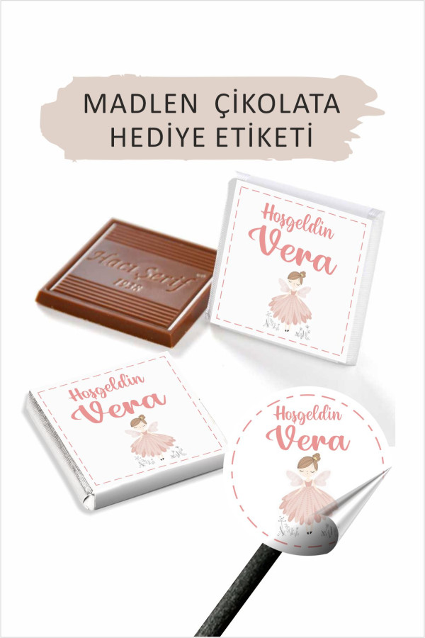 Pembe Peri Bebek Etiketi- Doğum günü Etiketi 4x4 cm 96 Adet