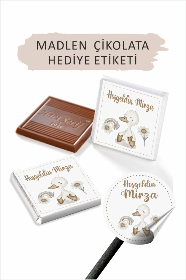 Ördek Yavrusu Bebek Etiketi- Doğum günü Etiketi 4x4 cm 96 Adet