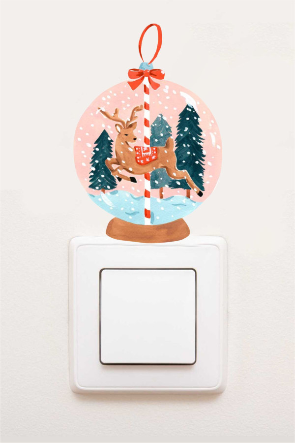 Kar Küresi Yeni Yıl Priz Sticker, Noel Etiketleri Kar Küresi Yeni Yıl Priz Sticker, Noel Etiketleri