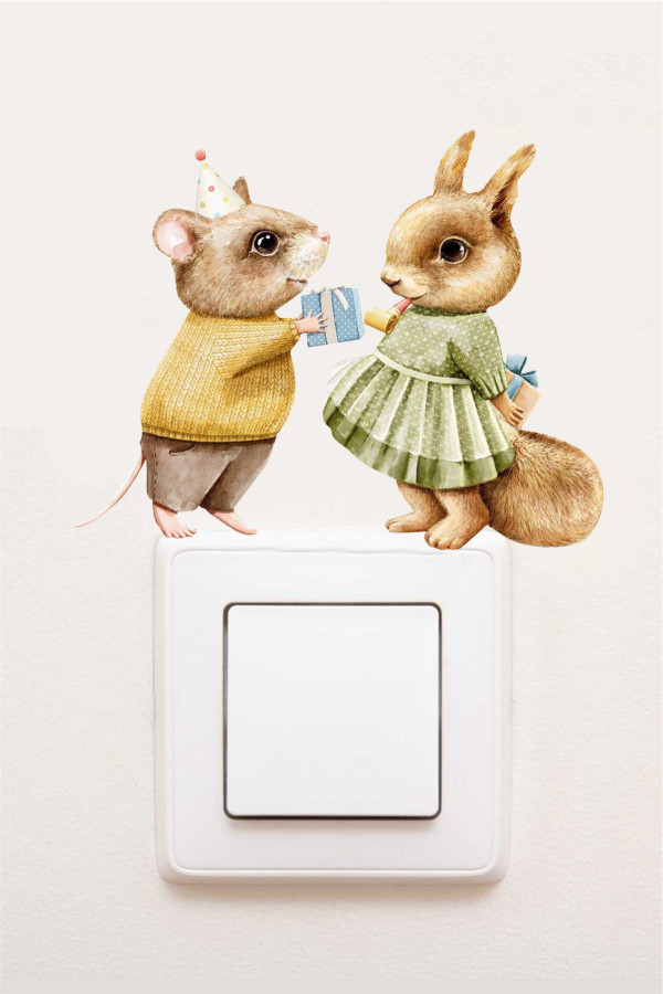 Yeni Yıl Yılbaşı Kış Konseptli Sticker Yılbaşı Süsü Noel Kış Konseptli Priz Sticker-Mimikler