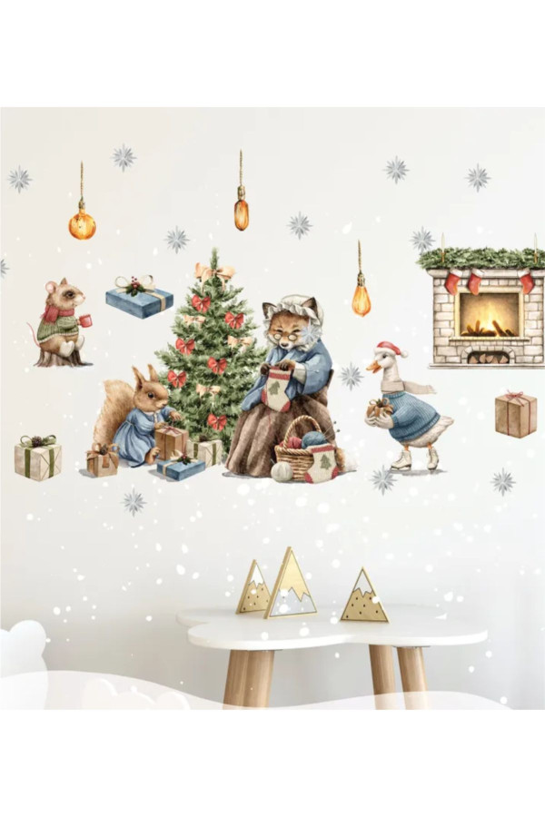 Yeni Yıl Masalı, Sevimli Yılbaşı Figürleri Sticker Seti, Kış Yılbaşı Süsü Sticker Cam Duvar Sticker Yeni Yıl Masalı, Sevimli Yılbaşı Figürleri Sticker Seti, Kış Yılbaşı Süsü Sticker Cam Duvar Sticker