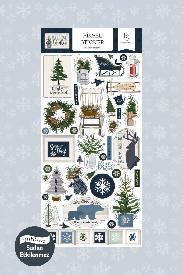 Merhaba Kış Temalı Etiket, Welcome Winter Sticker