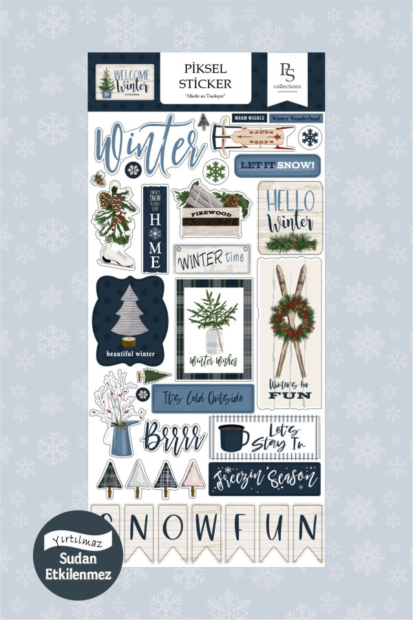 Hoşgeldin Kış Temalı Etiketler, Hello Winter Sticker