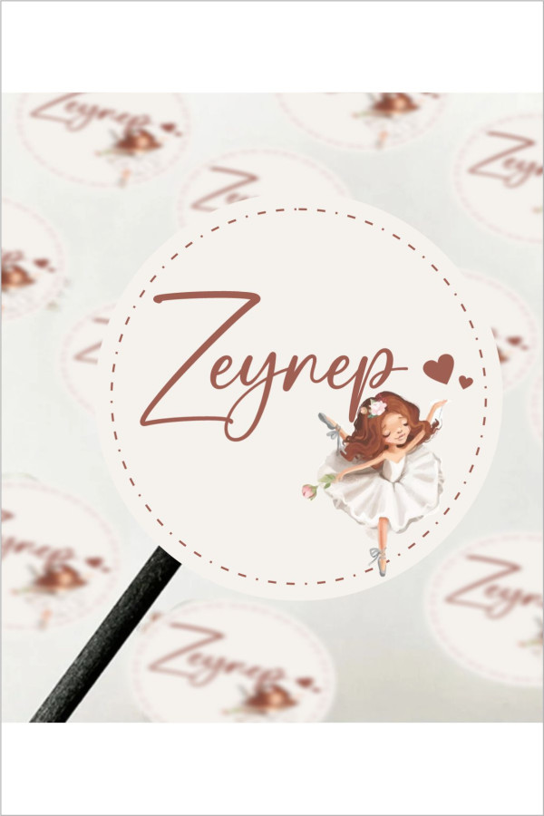 Balerin Bebek Etiketi- Doğum günü Etiketi 4x4 cm 96 Adet