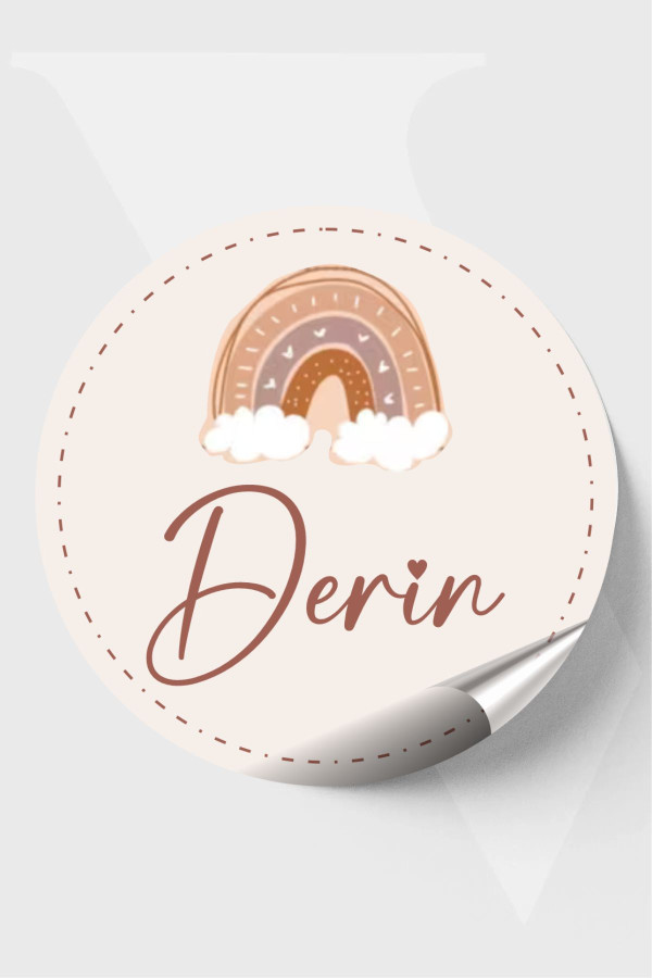 Bohem Gökkuşağı Bebek Etiketi- Doğum günü Etiketi 4x4 cm 96 Adet