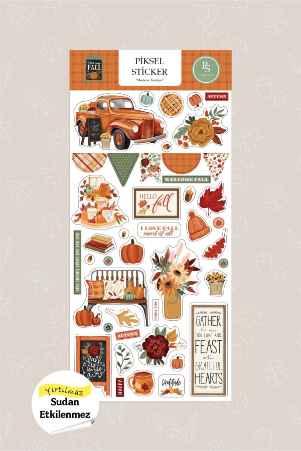 Sonbahar Temalı Sticker, Yapraklar, Turuncu Sonbahar