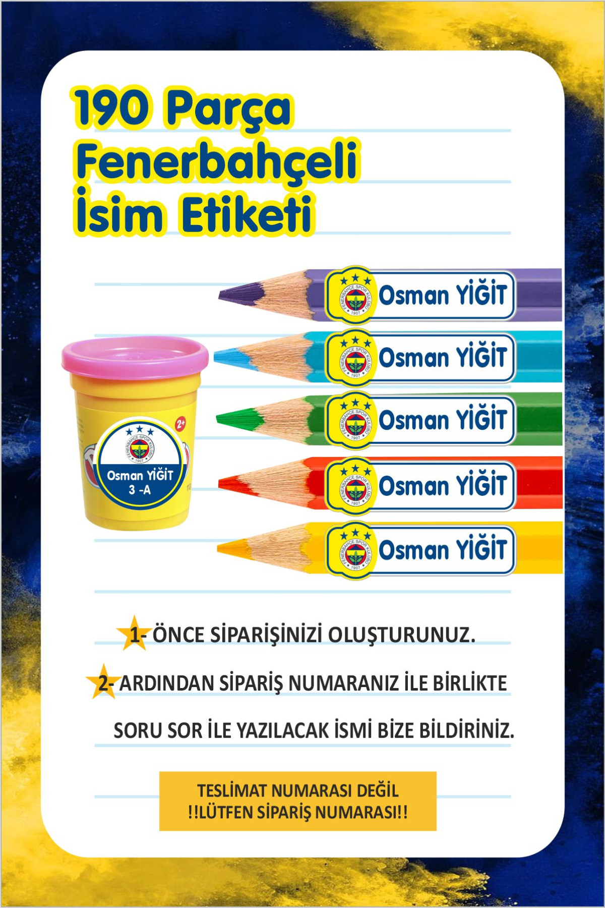 Fenerbahçe Okul Etiketi Kalem Defter Etiketi Özel İsim Yazılabilen Etiket 190 Adet