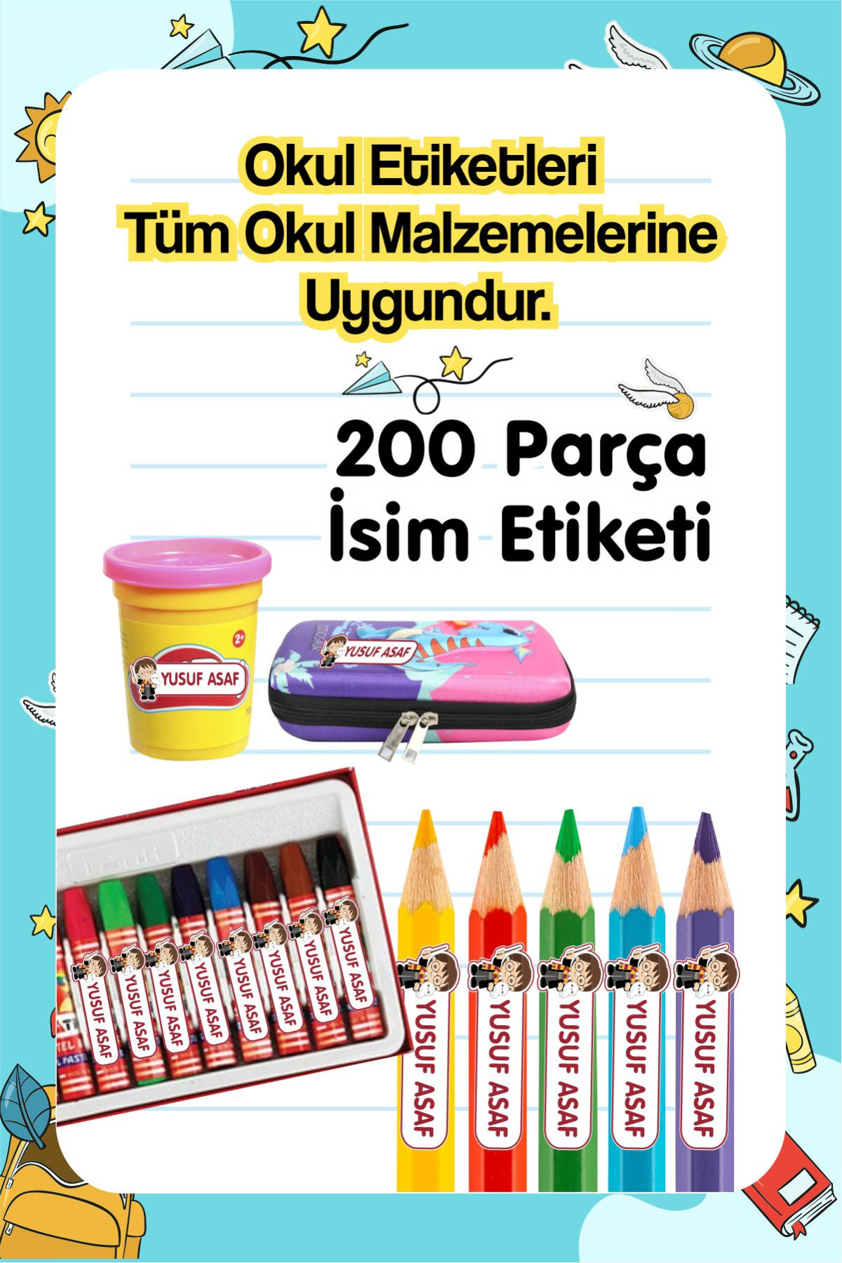 Okul Etiketi Kalem Defter Etiketi Özel Isim Yazılabilen Etiket 200 Adet - Harry Potter