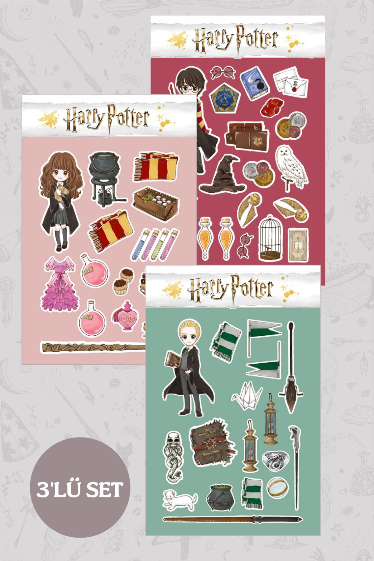 Harry Potter 3'lü Etiket Setler