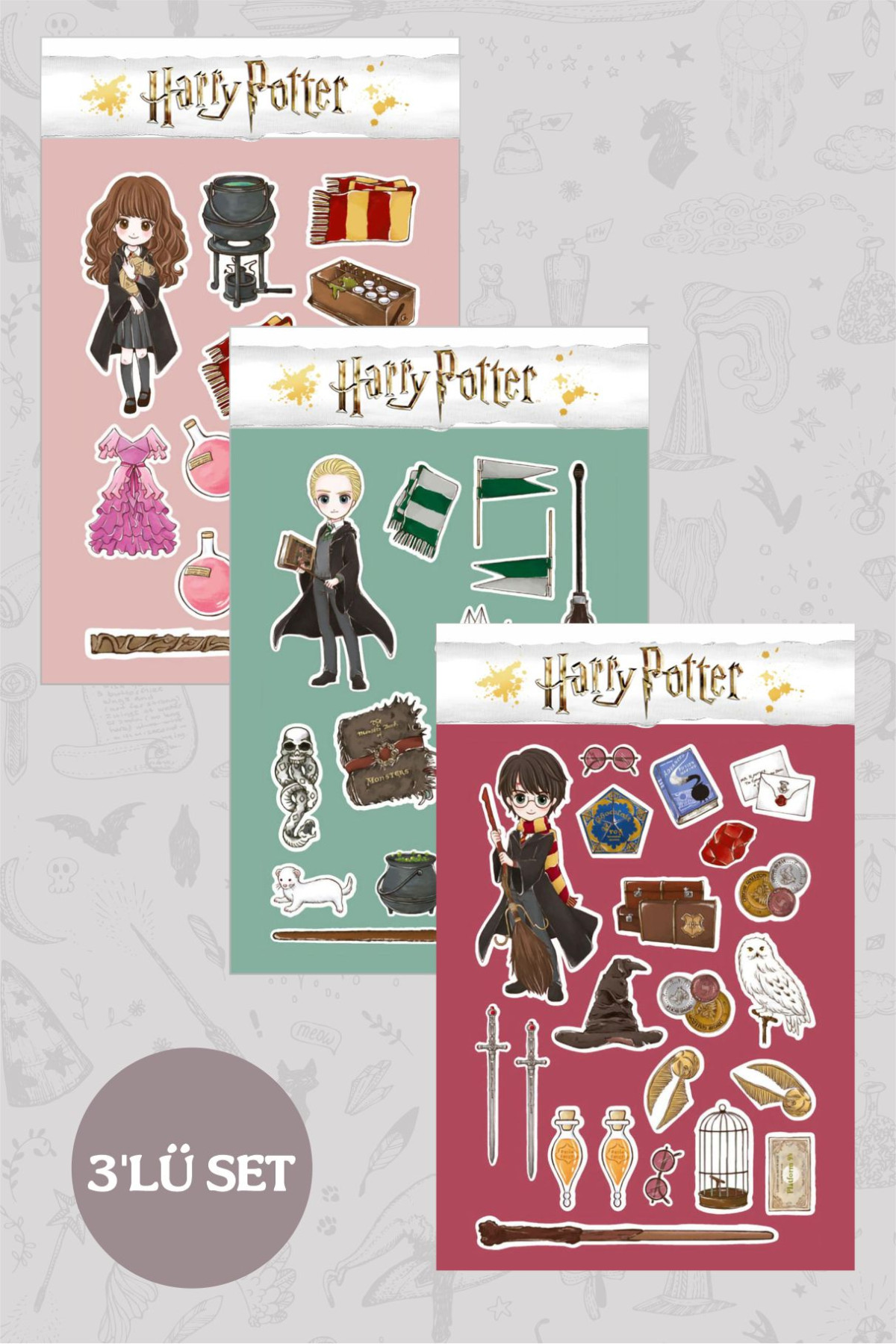 Harry Potter 3'lü Etiket Setler