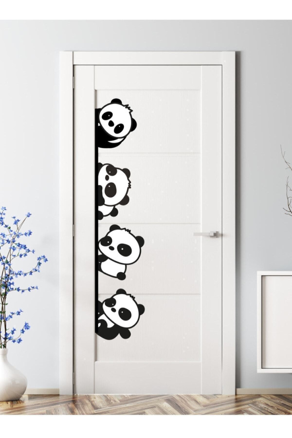 Sevimli Pandalar Kapı – Dolap Veya Duvar Sticker Seti