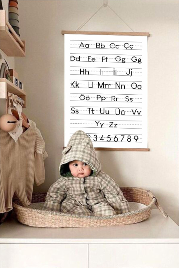 Alfabe İpli Askılı Kanvas Poster