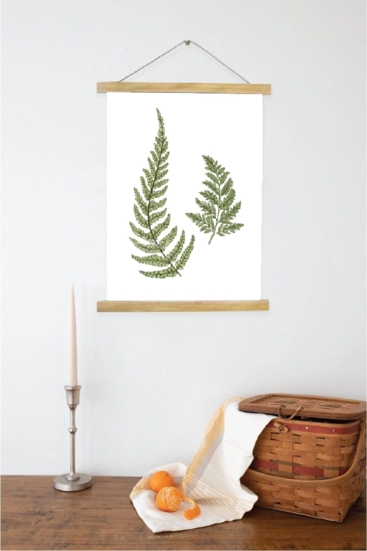 Eğrelti Otları Botanik Ipli Askılı Kanvas Poster Tablo Duvar Dekoru