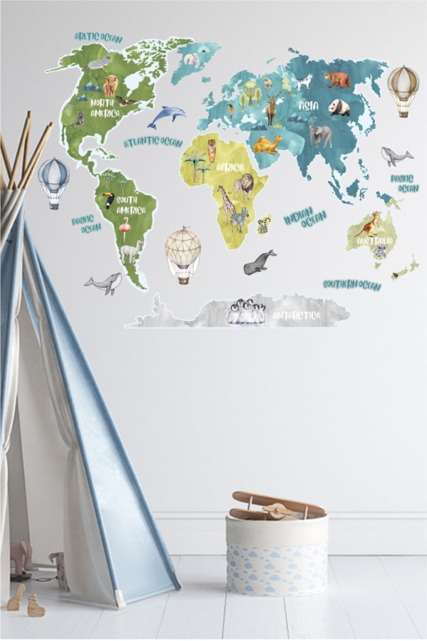 DÜNYA HARİTASI ÇOCUK ODASI STİCKER DÜNYA HARİTASI ÇOCUK ODASI STİCKER