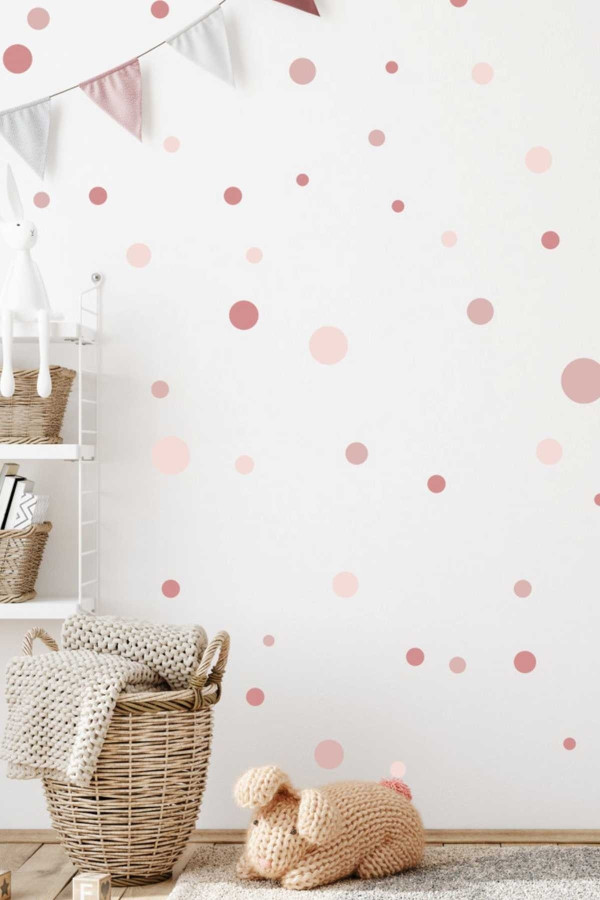 Pembe Noktalar Duvar Sticker Pembe Noktalar Duvar Sticker