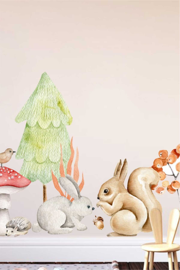Sonbahar Orman Hayvanları Çocuk Odası Duvar Sticker