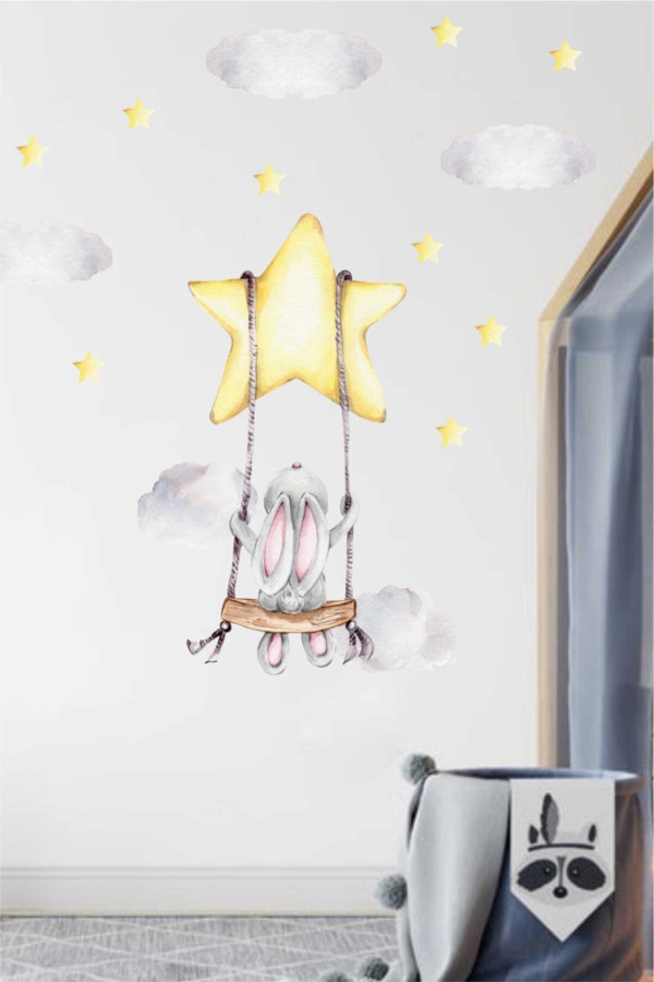 Sallanan Tavşan Çocuk Odası Sticker Sallanan Tavşan Çocuk Odası Sticker