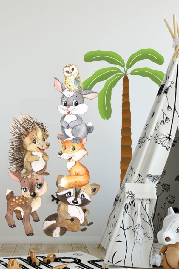 Sevimli Orman Hayvanları Duvar Sticker Sevimli Orman Hayvanları Duvar Sticker
