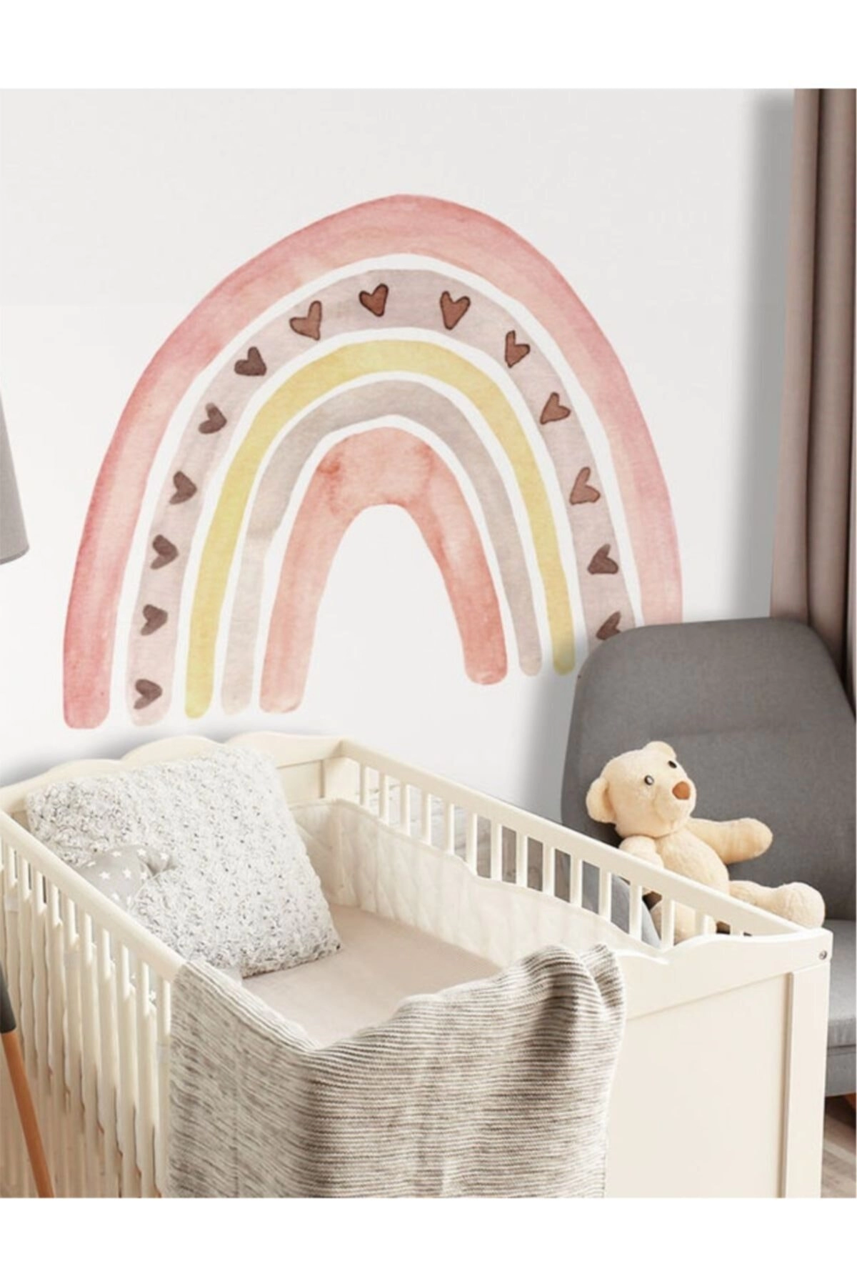 Kalpli Pastel Gökkuşağı Çocuk Odası Duvar Sticker