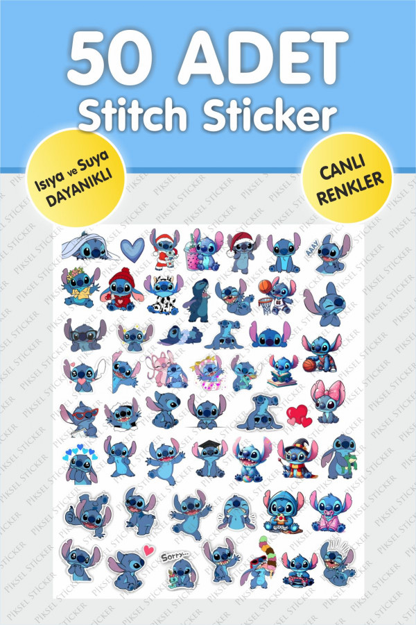 Stitch 50 Adet Çıkartma Sticker Seti - Kalem, Laptop Defter Suluk Sticker Stitch 50 Adet Çıkartma Sticker Seti - Kalem, Laptop Defter Suluk Sticker