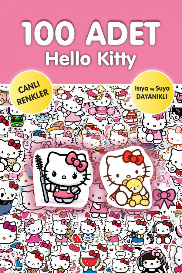 Hello Kitty 100 Adet Çıkartma Sticker Seti - Kalem, Laptop Defter Suluk Sticker Hello Kitty 100 Adet Çıkartma Sticker Seti - Kalem, Laptop Defter Suluk Sticker