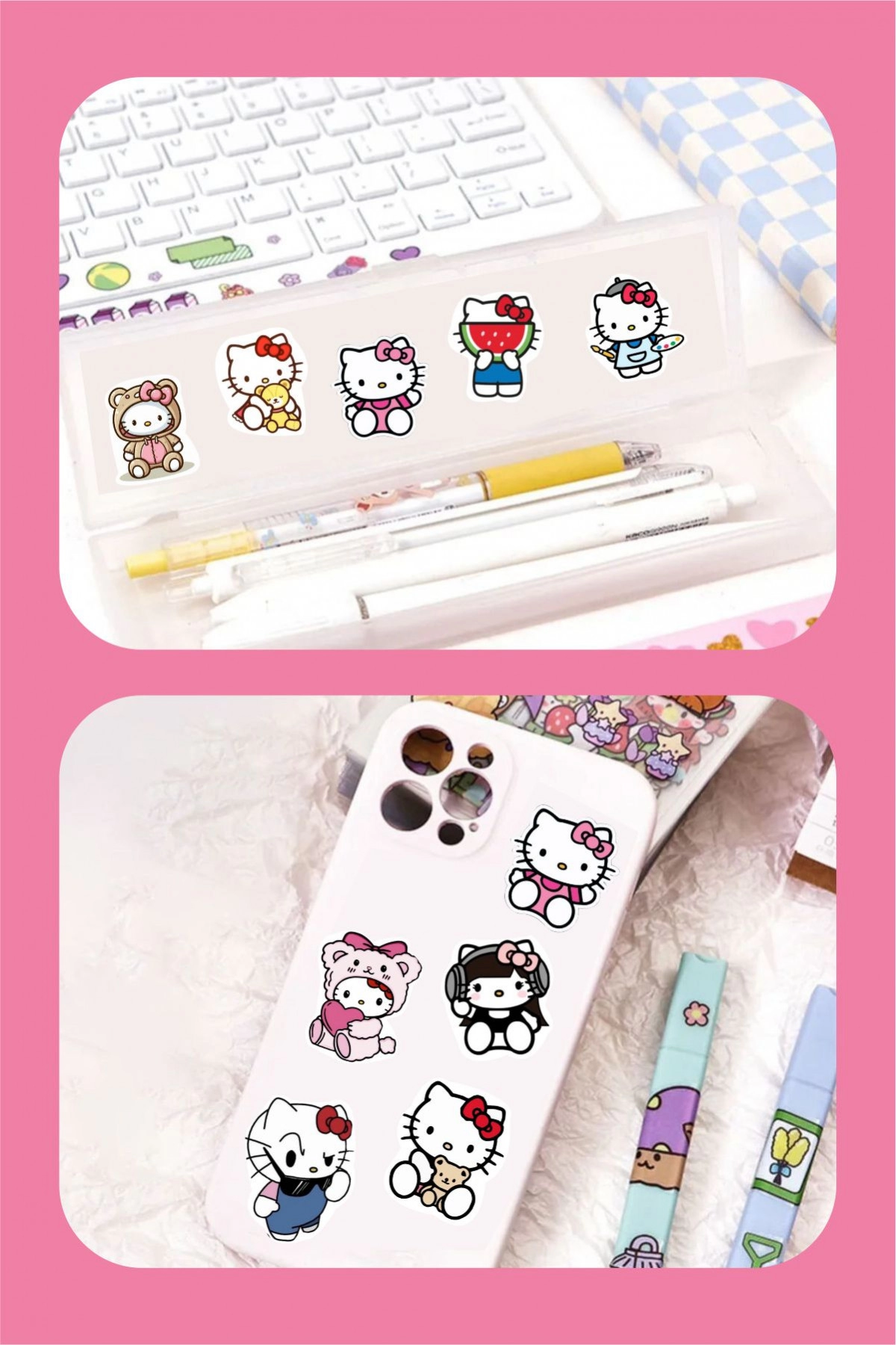 Hello Kitty 100 Adet Çıkartma Sticker Seti - Kalem, Laptop Defter Suluk Sticker
