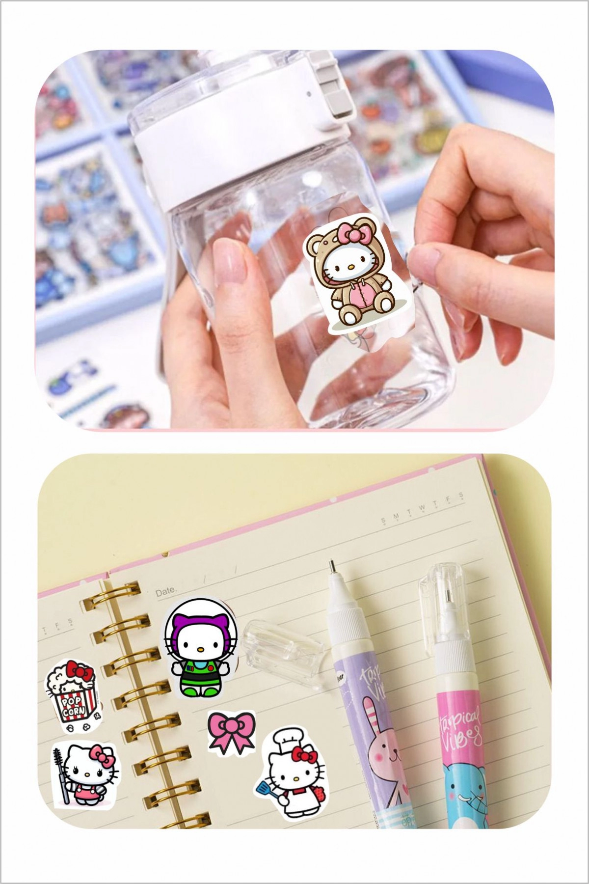 Hello Kitty 100 Adet Çıkartma Sticker Seti - Kalem, Laptop Defter Suluk Sticker
