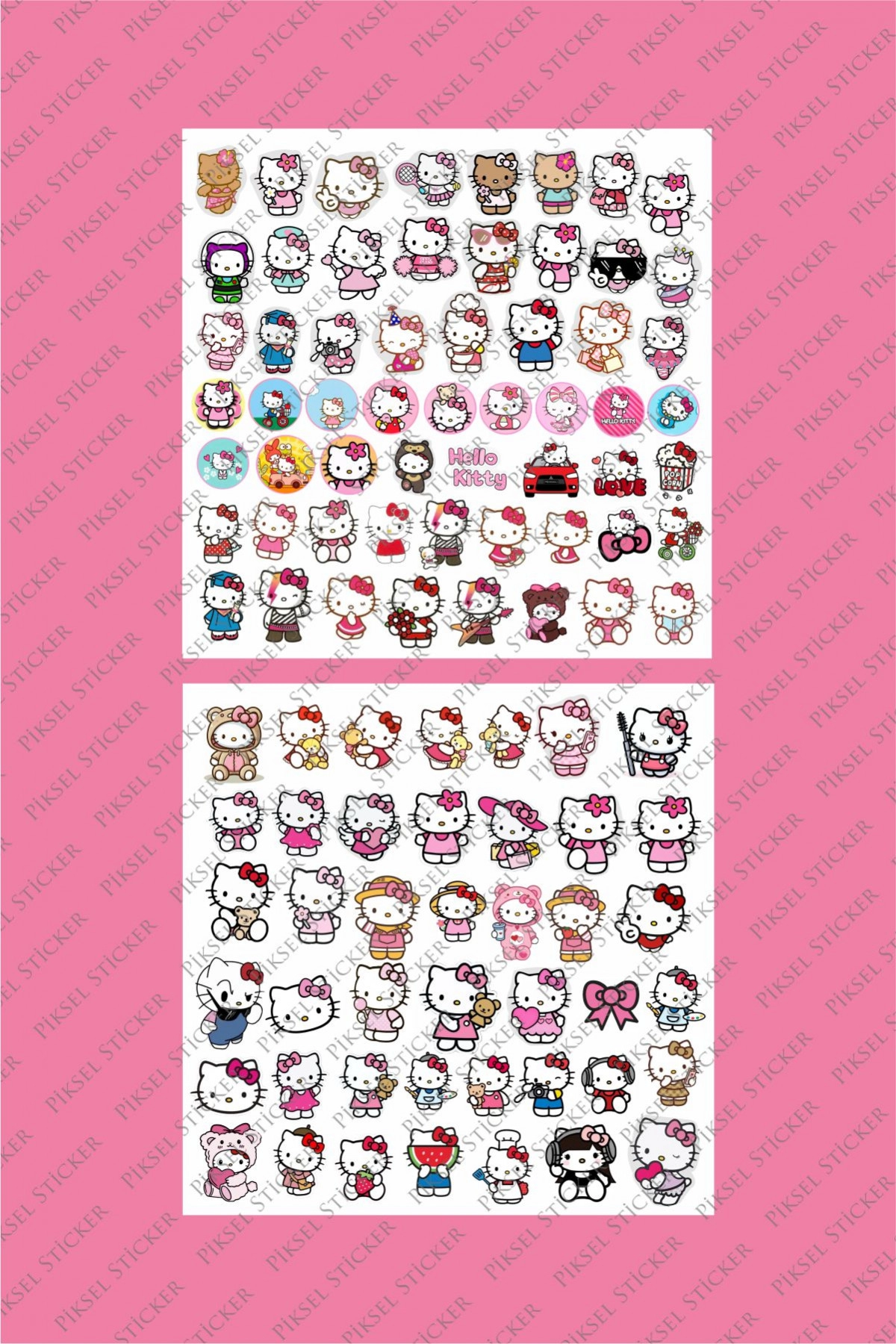 Hello Kitty 100 Adet Çıkartma Sticker Seti - Kalem, Laptop Defter Suluk Sticker