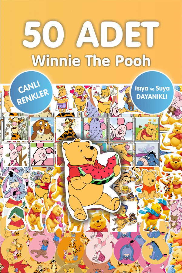 Winnie The Pooh 50 Adet Çıkartma Sticker Seti - Kalem, Laptop Defter Suluk Sticker