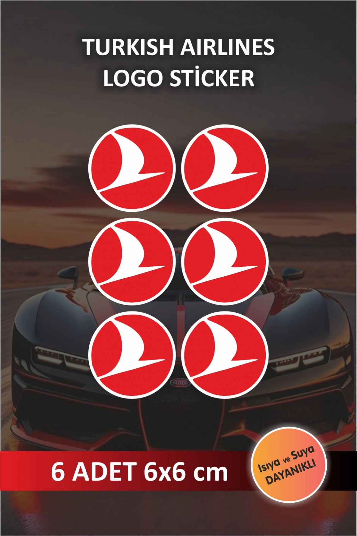 Turkish Airlines Sticker ve Etiket Seti – Araba/Motosiklet Uyumlu, Su Geçirmez 6 Adet Etiket