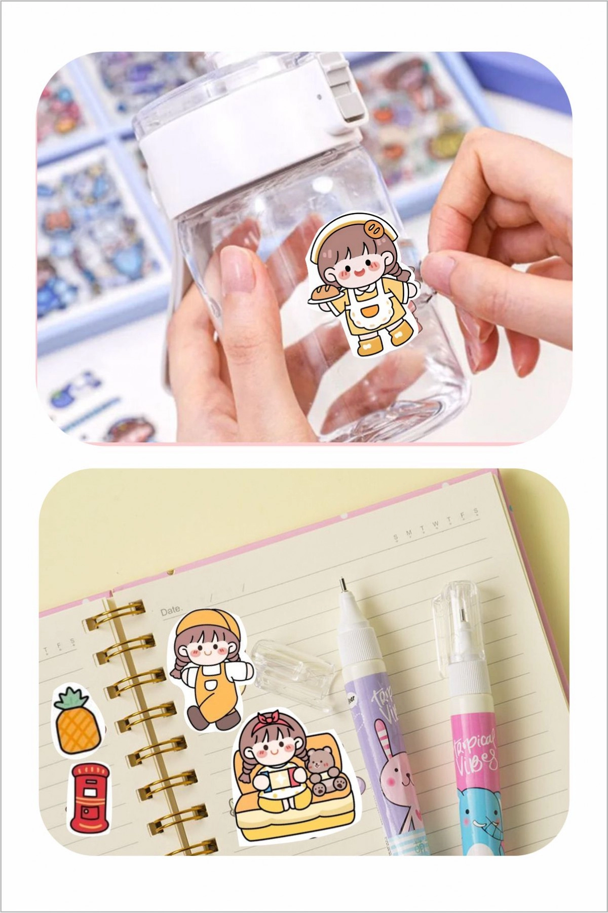 Kawaii Sarı 150 Adet Anime Çıkartma Sticker Seti - Kalem, Laptop Defter Suluk Sticker