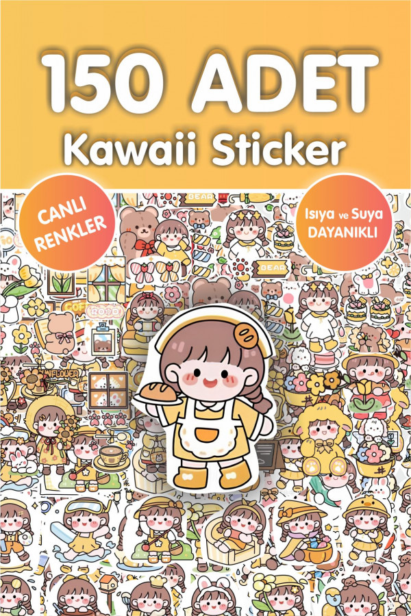Kawaii Sarı 150 Adet Anime Çıkartma Sticker Seti - Kalem, Laptop Defter Suluk Sticker Kawaii Sarı 150 Adet Anime Çıkartma Sticker Seti - Kalem, Laptop Defter Suluk Sticker