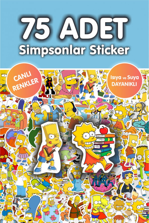 Simpsonlar 75 Adet Çıkartma Sticker Seti - Kalem, Laptop Defter Suluk Sticker