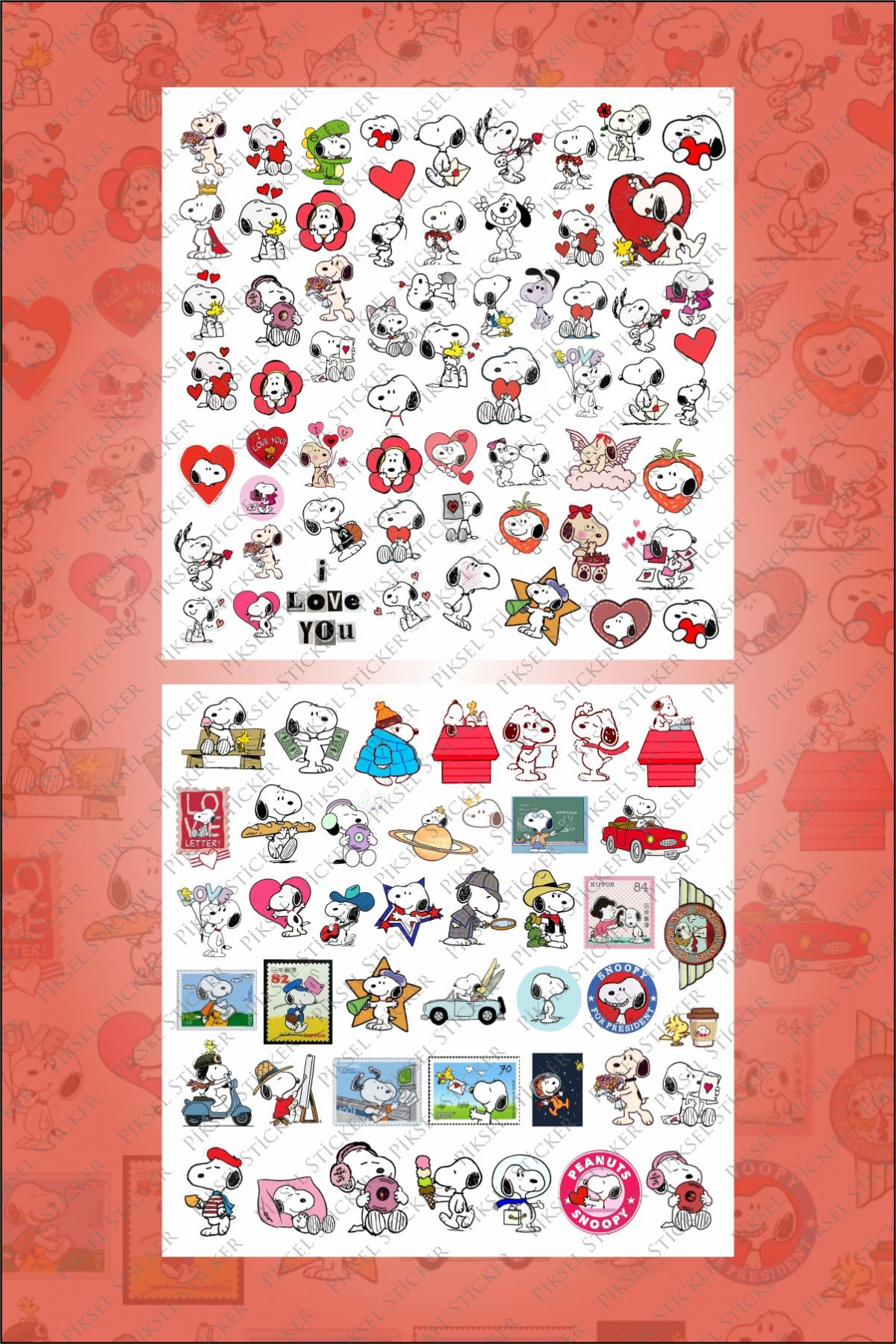 Snoopy 100 Adet Anime Çıkartma Sticker Seti - Kalem, Laptop Defter Suluk Sticker
