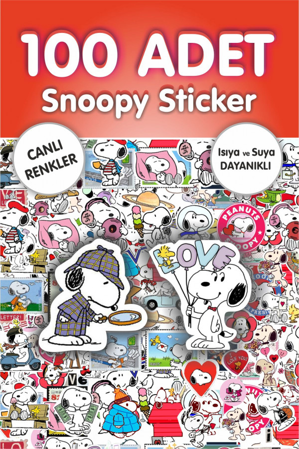 Snoopy 100 Adet Anime Çıkartma Sticker Seti - Kalem, Laptop Defter Suluk Sticker