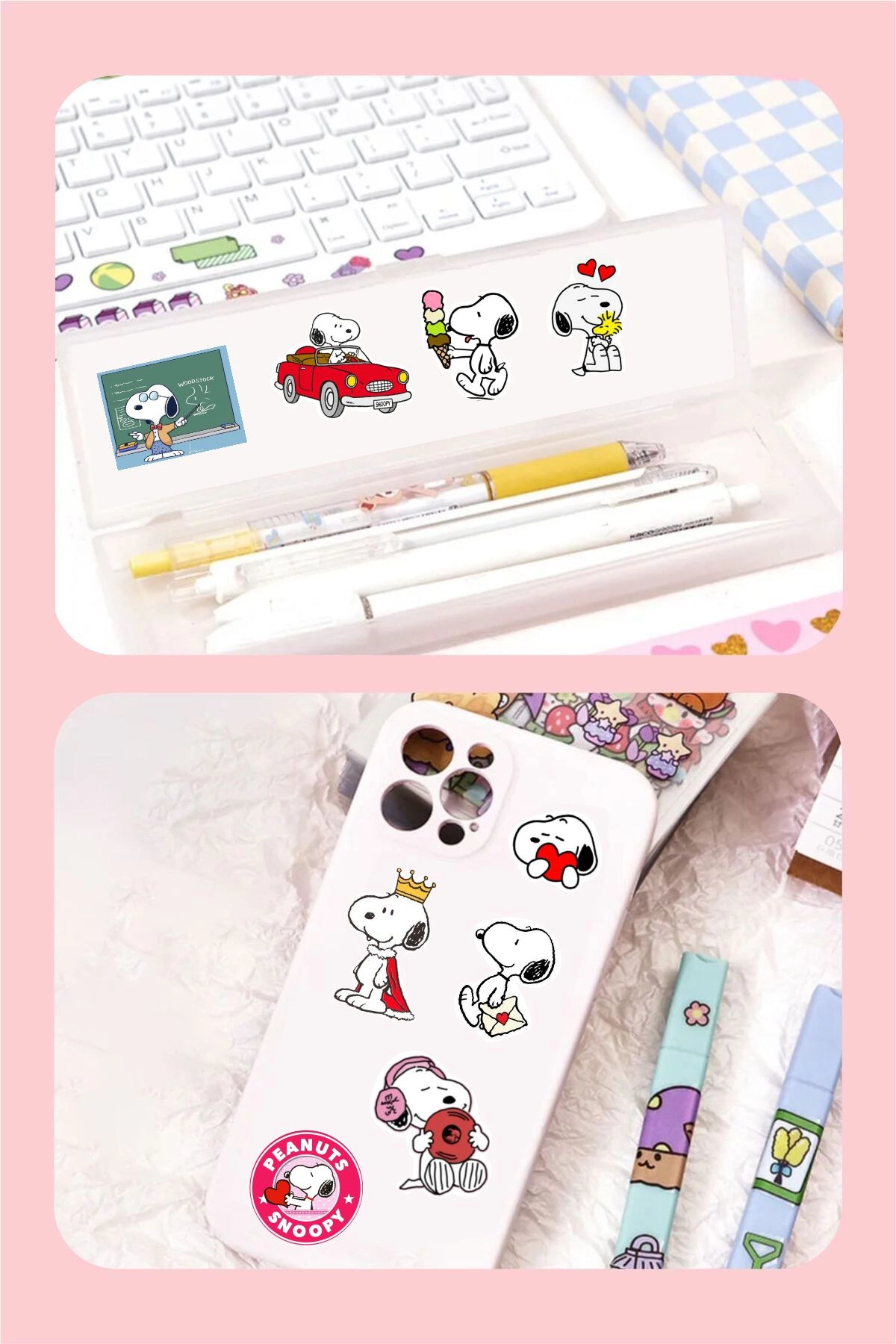 Snoopy 100 Adet Anime Çıkartma Sticker Seti - Kalem, Laptop Defter Suluk Sticker