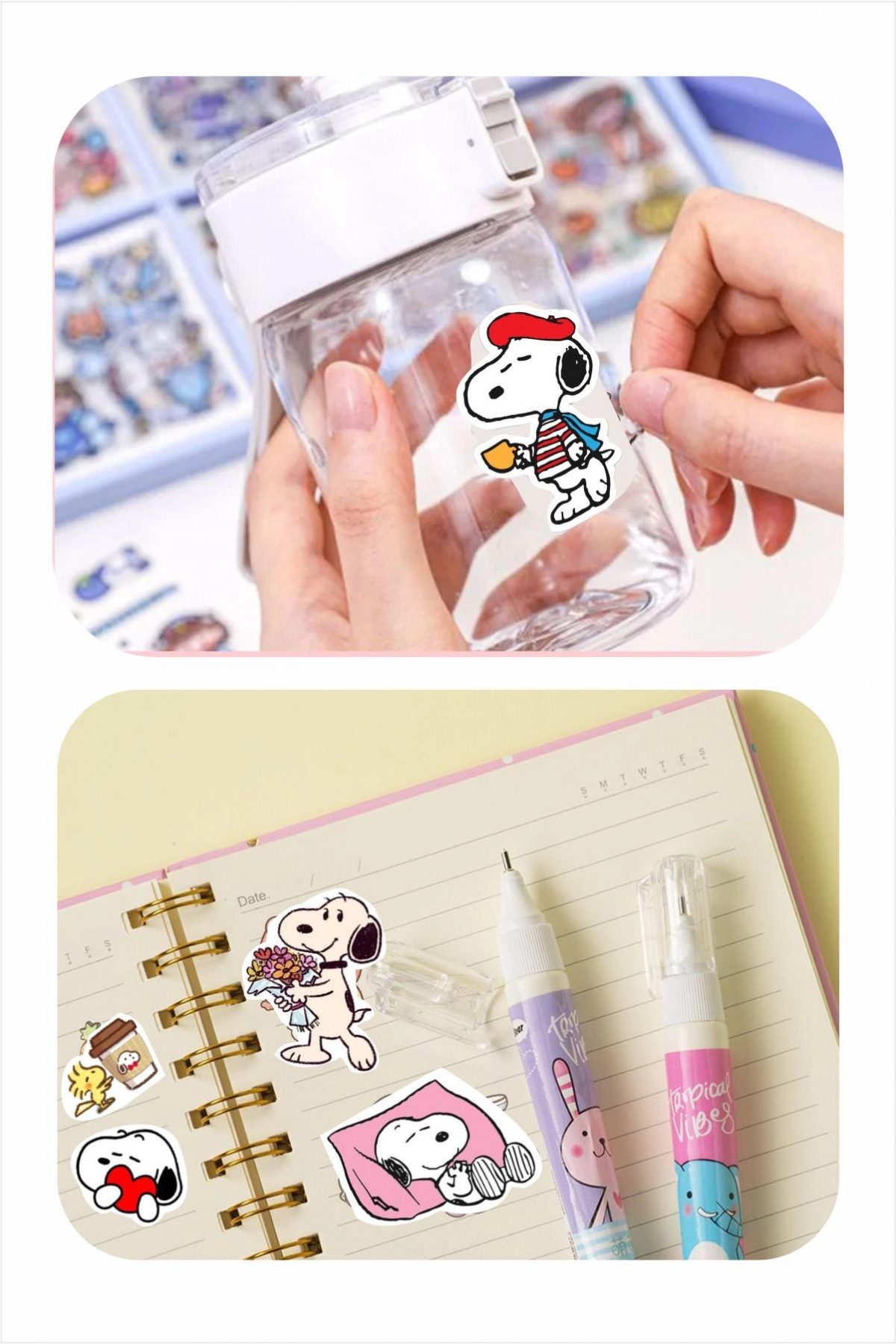 Snoopy 100 Adet Anime Çıkartma Sticker Seti - Kalem, Laptop Defter Suluk Sticker