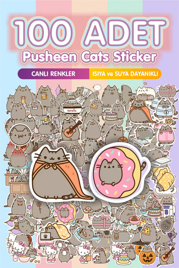 Sevimli ve Eğlenceli Pusheen Kedi 100 Adet Sticker Seti - Kalem, Laptop Defter Suluk Sticker Sevimli ve Eğlenceli Pusheen Kedi 100 Adet Sticker Seti - Kalem, Laptop Defter Suluk Sticker