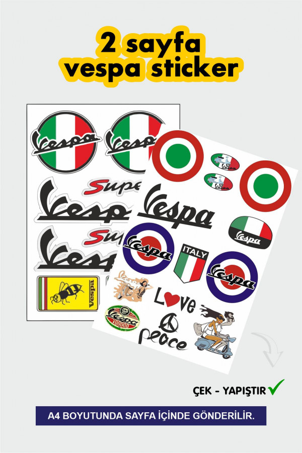 Vespa Sticker ve Etiket Seti – Araba/Motosiklet Uyumlu, Su Geçirmez 22 Adet Etiket Vespa Sticker ve Etiket Seti – Araba/Motosiklet Uyumlu, Su Geçirmez 22 Adet Etiket